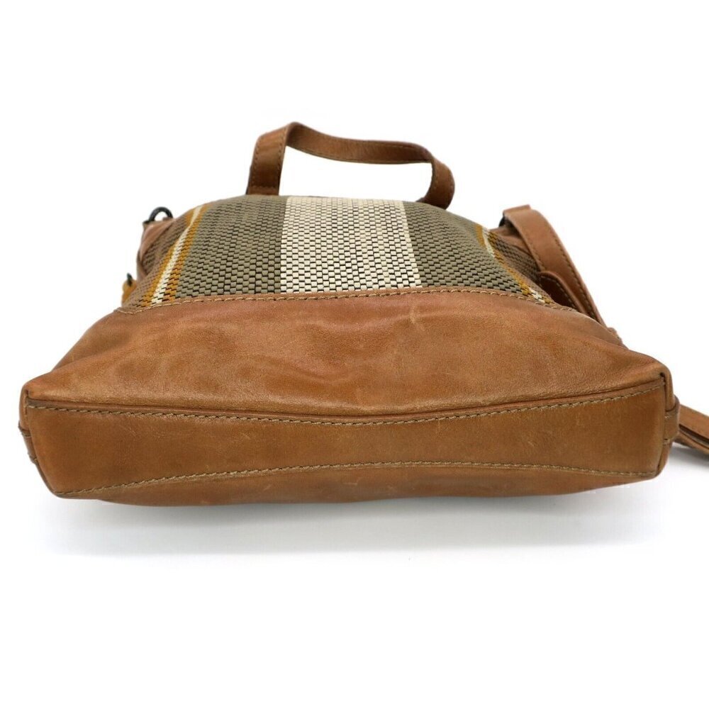 Frye Melissa Striped Crossbody Satchel Beige Multicolored Leather Purse - Picture 5 of 7